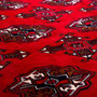 Turkmen Persian Rug 4'9" x 2'2" - Semi Antique Geometric Crimson, Navy Blue Hand Knotted | side view | SKU 112576