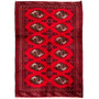 Turkmen Persian Rug 4x3 ft - Semi Antique Geometric, Turkmen Gul Crimson, Dark Red, Burgundy Hand Knotted | front view | SKU 112577