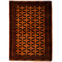 Baluch Persian Rug 4x3 ft - Semi Antique Mihrab Red, Blue Hand Knotted | front view | SKU 112578