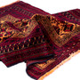 Baluch Persian Rug 4x3 ft - Semi Antique Mihrab Red, Blue Hand Knotted | detail view | SKU 112579