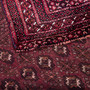 Turkmen Persian Rug 9'4" x 5'3" - Semi Antique Geometric Crimson, Navy Blue Hand Knotted | corner detail | SKU 112584