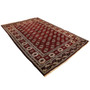 Turkmen Persian Rug 13'5" x 9'0" - Semi Antique Geometric Crimson, Navy Blue Hand Knotted | back view | SKU 110117