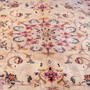 Tabas Persian Rug 8x5 ft - Semi Antique Medallion Toranj, Shah Abbasi Cream, Rust Red, Burnt Orange Hand Knotted | side view | SKU 112585