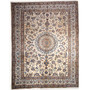 Nain Persian Rug 12x9 ft - Semi Antique Medallion Cream, Beige Hand Knotted | front view | SKU 112586
