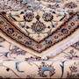 Nain Persian Rug 12x9 ft - Semi Antique Medallion (Toranj), Shah Abbasi Ivory, Navy Blue, Persian Blue Hand Knotted | corner detail | SKU 112586