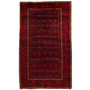 Baluch Persian Rug 8x4 ft - Semi Antique Geometric, Diamond Lattice Dark Red, Burgundy, Crimson Hand Knotted | front view | SKU 112587