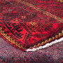 Baluch Persian Rug 8x4 ft - Semi Antique Geometric, Diamond Lattice Dark Red, Burgundy, Crimson Hand Knotted | corner detail | SKU 112587