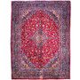 Kashmar Persian Rug 11'2" x 8'2" - Semi Antique Afshan Crimson, Ivory Hand Knotted | front view | SKU 112602