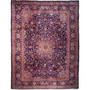 Kashmar Persian Rug 12'8" x 9'6" - Semi Antique Afshan Crimson, Ivory Hand Knotted | front view | SKU 112605