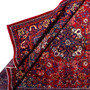 Sarouk Persian Rug 13x9 ft - Semi Antique Medallion Red, Blue Hand Knotted | detail view | SKU 112609