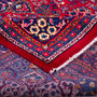 Sarouk Persian Rug 13'1" x 9'4" - Semi Antique Medallion Red, Blue Hand Knotted | corner detail | SKU 112609