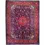 Arak Persian Rug 13x9 ft - Semi Antique Medallion Crimson, Red Hand Knotted | front view | SKU 112611