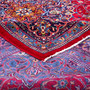 Mahal Persian Rug 13x9 ft - Semi Antique Medallion (Toranj), Shah Abbasi Madder Red, Navy Blue, Ivory Hand Knotted | corner detail | SKU 112625