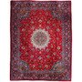Arak Persian Rug 12'12" x 9'7" - Semi Antique Medallion Crimson, Red Hand Knotted | front view | SKU 112626