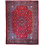 Mahal Persian Rug 12x8 ft - Semi Antique Medallion Ivory, Pink Hand Knotted | front view | SKU 112627