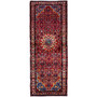 Hamadan Persian Rug 10'1" x 3'7" - Semi Antique Afshan Red, Blue Hand Knotted | front view | SKU 112631