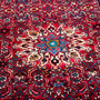 Hamadan Persian Rug 10x3 ft - Semi Antique Afshan Red, Blue Hand Knotted | side view | SKU 112631