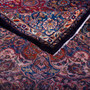 Mashhad Persian Rug 12x9 ft - Semi Antique Shah Abbasi, Medallion (Toranj) Navy Blue, Crimson, Ivory Hand Knotted | corner detail | SKU 112654