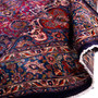 Mashad Persian Rug 12x9 ft - Semi Antique Medallion Crimson, Ultramarine Hand Knotted | detail view | SKU 112654