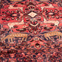 Hamadan Persian Rug 10'3" x 2'7" - Semi Antique Afshan Red, Blue Hand Knotted | side view | SKU 112659