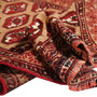Turkmen Persian Rug 3x2 ft - 25-40 Years Geometric, Turkmen Gul Madder Red, Camel, Dark Red Hand Knotted | detail view | SKU 110120