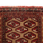 Turkmen Persian Rug 3'11" x 2'7" -  Geometric Crimson, Navy Blue Hand Knotted | pile detail | SKU 110120