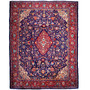 Mahal Persian Rug 12x9 ft - Semi Antique Medallion Ivory, Pink Hand Knotted | front view | SKU 112667