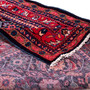 Arak Persian Rug 10'6" x 4'2" - Semi Antique Medallion Crimson, Red Hand Knotted | corner detail | SKU 112672