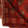 Turkmen Persian Rug 4'5" x 3'8" -  Geometric Crimson, Navy Blue Hand Knotted | corner detail | SKU 110121