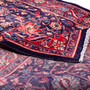 Borchelu Persian Rug 13'5" x 5'3" - Semi Antique Medallion Camel, Blue Hand Knotted | corner detail | SKU 112676