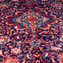 Borchelu Persian Rug 13x5 ft - Semi Antique Medallion Camel, Blue Hand Knotted | side view | SKU 112676