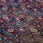 Mahal Persian Rug 10x3 ft - Semi Antique Herati (Mahi), Afshan (All-Over) Dark Red, Navy Blue, Burgundy Hand Knotted | side view | SKU 112685