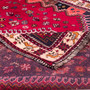 Shiraz Persian Rug 8'0" x 5'7" - Semi Antique Geometric Blue, Red Hand Knotted | corner detail | SKU 112702
