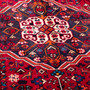 Shiraz Persian Rug 7'7" x 5'11" - Semi Antique Geometric Blue, Red Hand Knotted | side view | SKU 112703