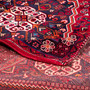 Shiraz Persian Rug 7x5 ft - Semi Antique Geometric Blue, Red Hand Knotted | corner detail | SKU 112703