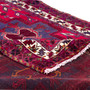Afshar Persian Rug 8x5 ft - Semi Antique Geometric, Medallion (Toranj) Crimson, Navy Blue, Burgundy Hand Knotted | corner detail | SKU 112704