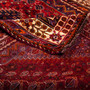 Shiraz Persian Rug 8'6" x 5'3" - Semi Antique Geometric Blue, Red Hand Knotted | corner detail | SKU 112705