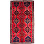 Shiraz Persian Rug 9x4 ft - Semi Antique Geometric, Gol Farang (European Floral) Red, Navy Blue, Burgundy Hand Knotted | front view | SKU 112707