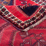 Shiraz Persian Rug 9x4 ft - Semi Antique Geometric Blue, Red Hand Knotted | corner detail | SKU 112707