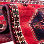 Shiraz Persian Rug 9x4 ft - Semi Antique Geometric Blue, Red Hand Knotted | detail view | SKU 112707