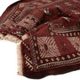 Turkmen Persian Rug 9'6" x 6'7" - Semi Antique Geometric Crimson, Navy Blue Hand Knotted | detail view | SKU 110124