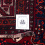Shiraz Persian Rug 8x5 ft - Semi Antique Medallion Geometric Madder Red, Navy Blue, Cream Hand Knotted | full view | SKU 112709