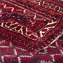 Shiraz Persian Rug 8x5 ft - Semi Antique Medallion Geometric Madder Red, Navy Blue, Cream Hand Knotted | corner detail | SKU 112709