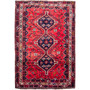Shiraz Persian Rug 8'2" x 5'5" - Semi Antique Geometric Blue, Red Hand Knotted | front view | SKU 112711