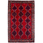 Shiraz Persian Rug 8'2" x 5'3" - Semi Antique Geometric Blue, Red Hand Knotted | front view | SKU 112712