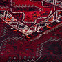 Shiraz Persian Rug 8'2" x 5'3" - Semi Antique Geometric Blue, Red Hand Knotted | corner detail | SKU 112712