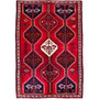 Shiraz Persian Rug 8x5 ft - Semi Antique Geometric Blue, Red Hand Knotted | front view | SKU 112714