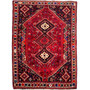 Shiraz Persian Rug 8x5 ft - Semi Antique Geometric Blue, Red Hand Knotted | front view | SKU 112715