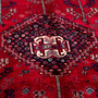 Shiraz Persian Rug 9'3" x 5'8" - Semi Antique Geometric Blue, Red Hand Knotted | side view | SKU 112716