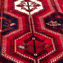 Shiraz Persian Rug 9'2" x 5'1" - Semi Antique Geometric Blue, Red Hand Knotted | side view | SKU 112719